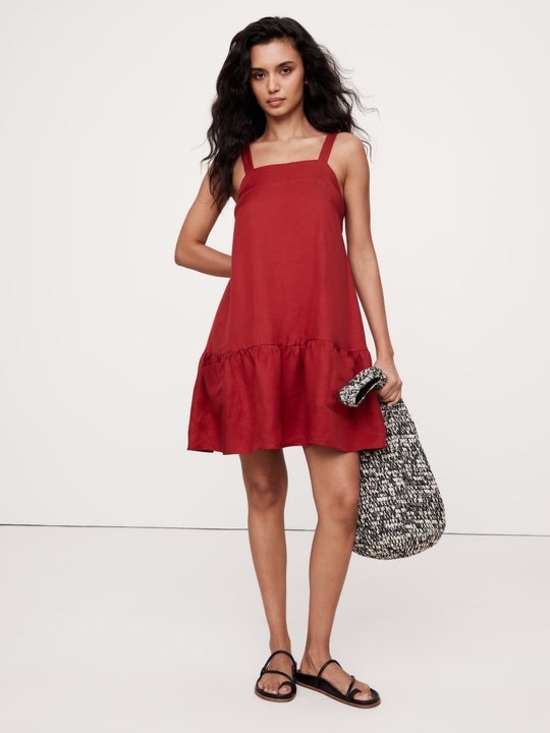 Banana Republic Dresses & Skirts - Viscose-Linen Flounce-Hem Mini Dress size M